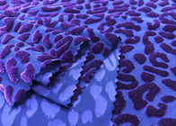 220GSM 94% Polyester Burnt Out Velvet Fabric for May Purple Leopard Print